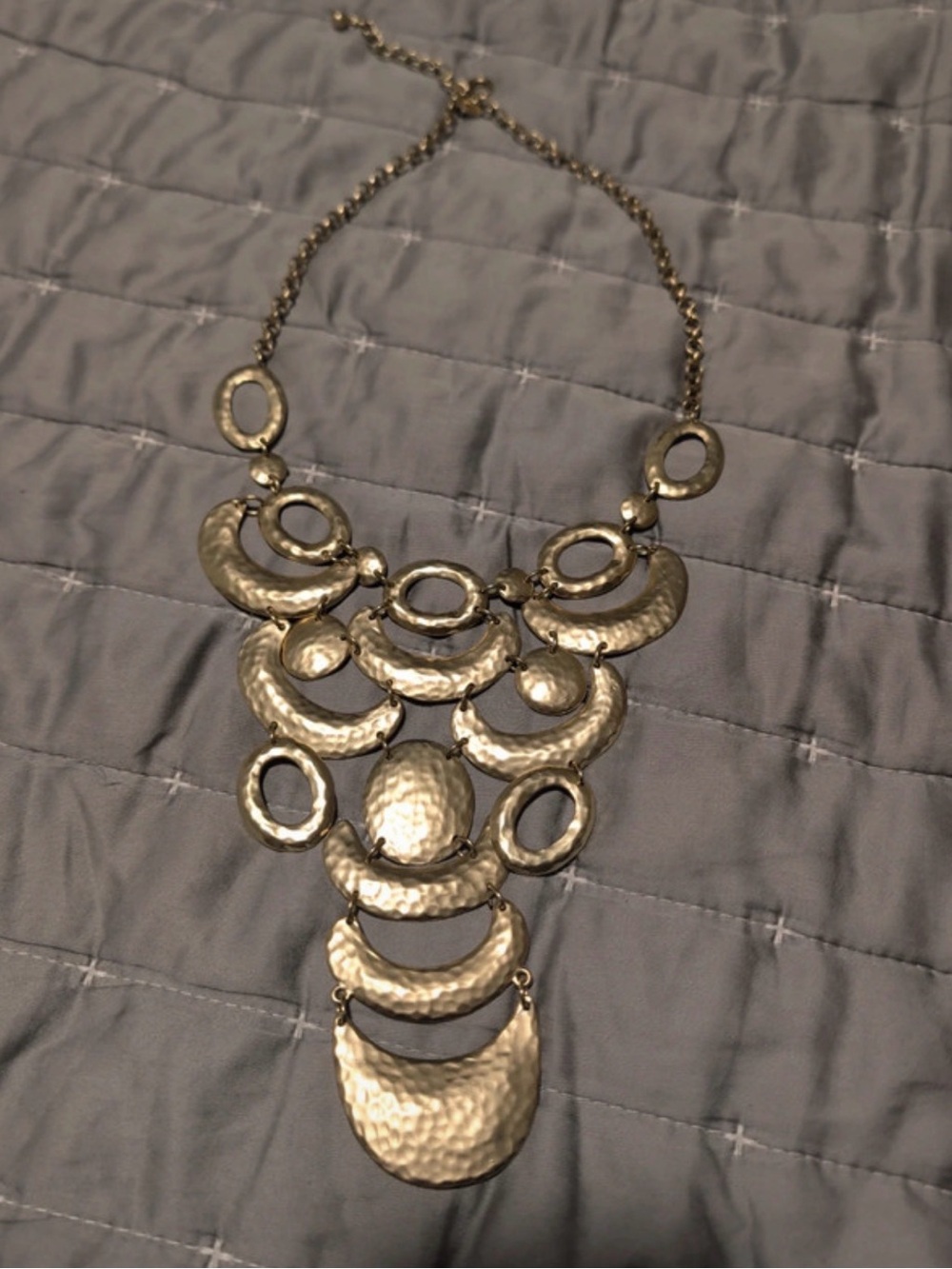 Gorgeous Chico's Boho Statement Gold Hammered Necklace